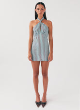 Sabine Linen Mini Dress - Coastal Stripe